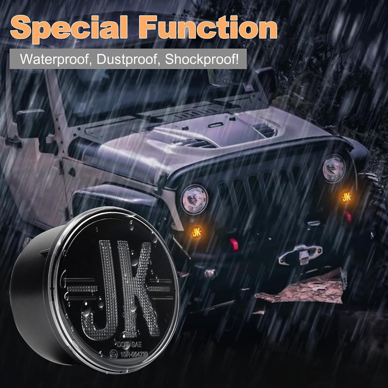Aexploer LED Turn Signal Lights Compatible with Wrangler JK JKU 2007-2018,Turn Signal&Parking Lights,2024 NEW,Favorite of Off-Road Enthusiasts for JK,White&Yellow Light (Clear Lens) - Image 4